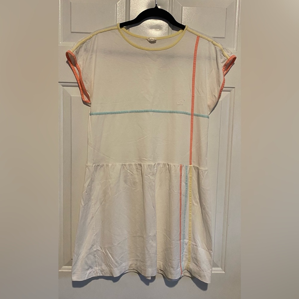Maser Austria Size US 8 Tennis Dress Pastel Pink Blue Yellow Trim Sleeveless